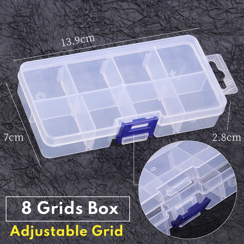 8/10/24/36 Compartment Organizer Box With Adjustable Dividers Plastic Storage Container For Jewelry Craft Diy Bead Sewing: 8Grids