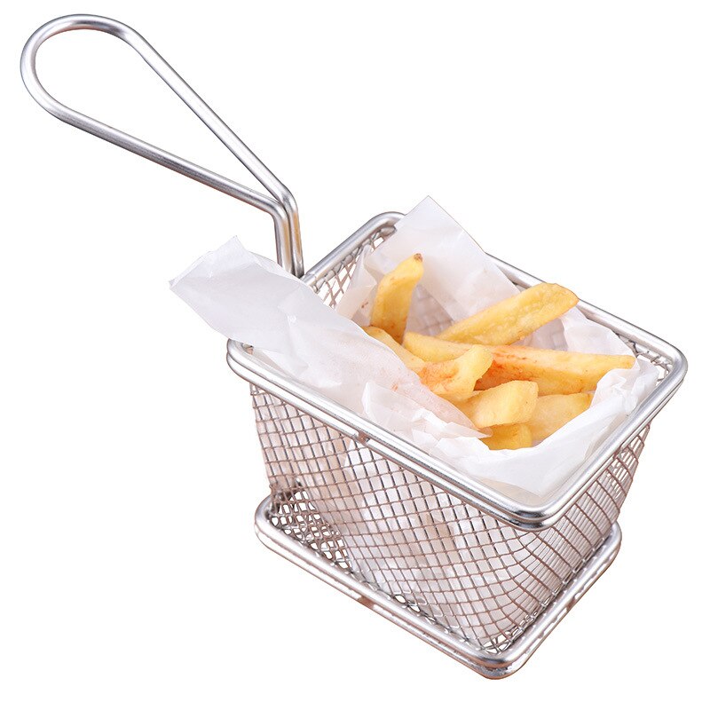 Friteuse Mand Netto Screen Franse Fry Frame Vierkante Filter Netto Versleutelen Vergiet Zeef Frituurmand Rvs Accessoires