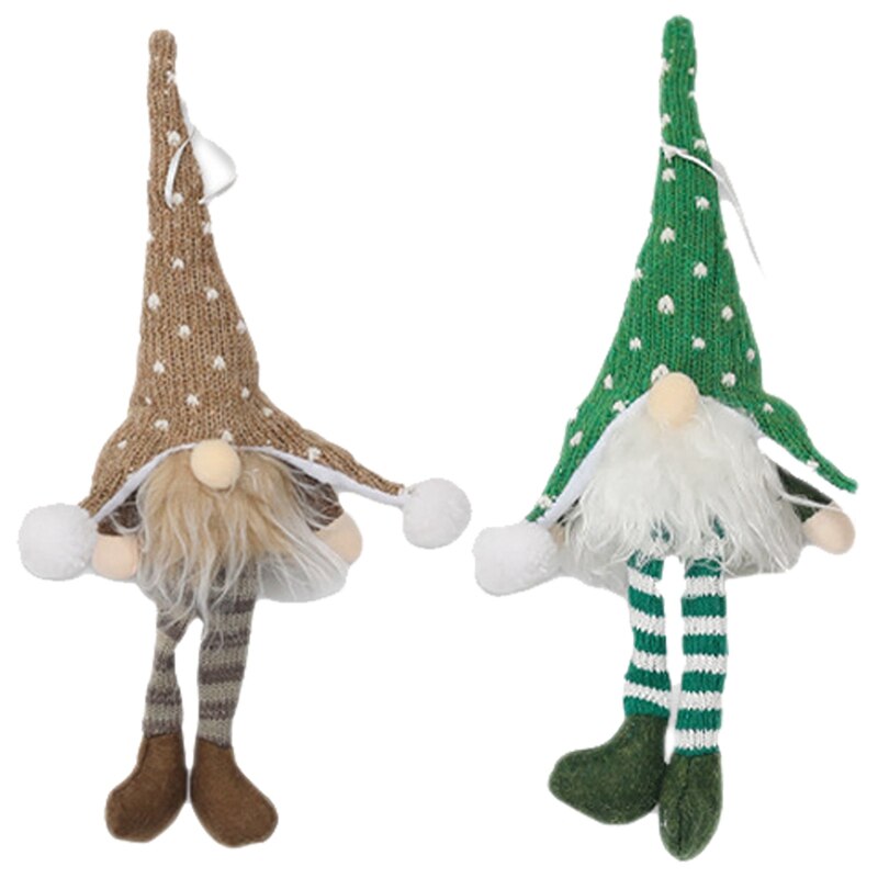 2 Pcs Christmas Tree Hanging Handmade Christmas Decorations LED Chandelier, Door or Window Decoration, Brown & Green: Default Title