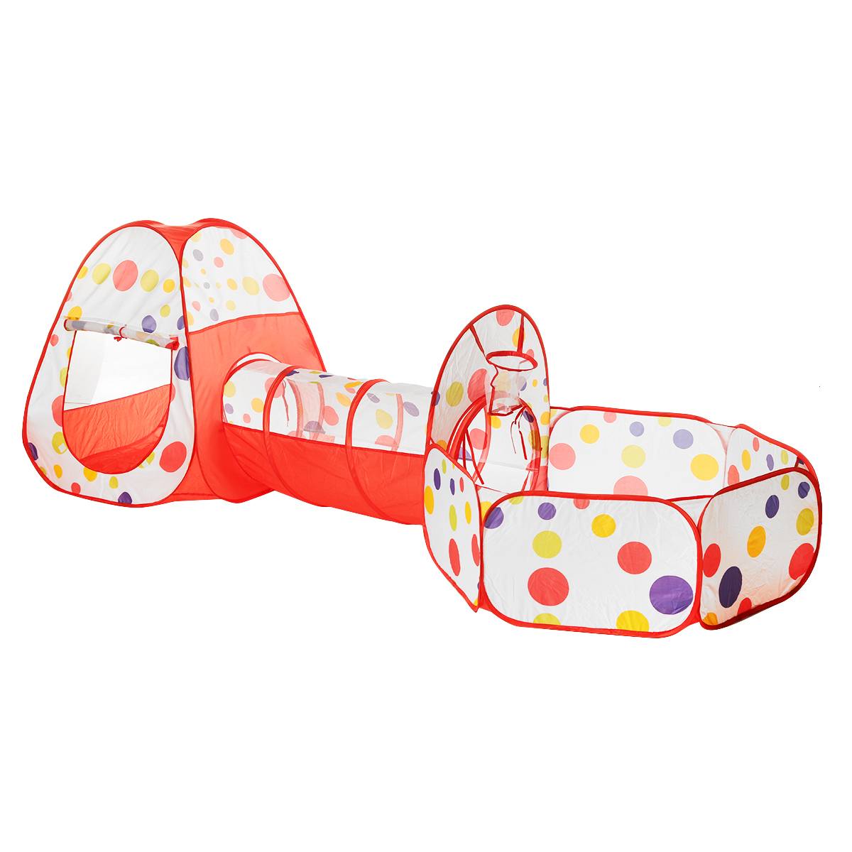 3Pcs/set Children Crawl Tunnel Ocean Ball Pool Foldable Kids Play Tent Playhouse Tent for Children Crawling Game House: red with angles