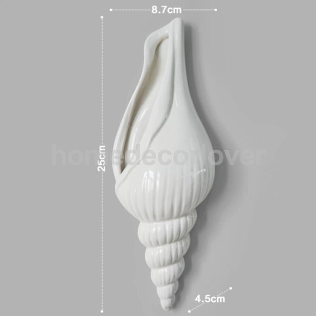 3D Decorative Porcelain Vases Spiral Shell Wall Flower Vase Hydroponics Plants Flower Holder Bottle, Wall Mounted