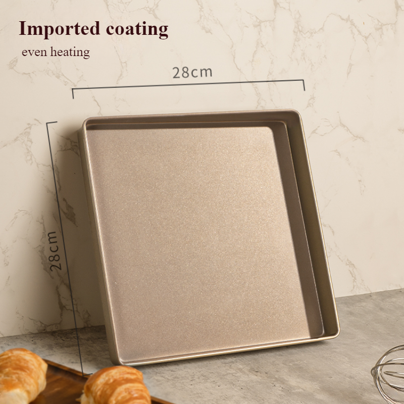 Zackoo 28x28cm stampo per rotolo di torta antiaderente teglia da forno in acciaio al carbonio stampo forno casa oro bianco stampi per pasticceria piatto quadrato tortiera: Di Colore Giallo chiaro