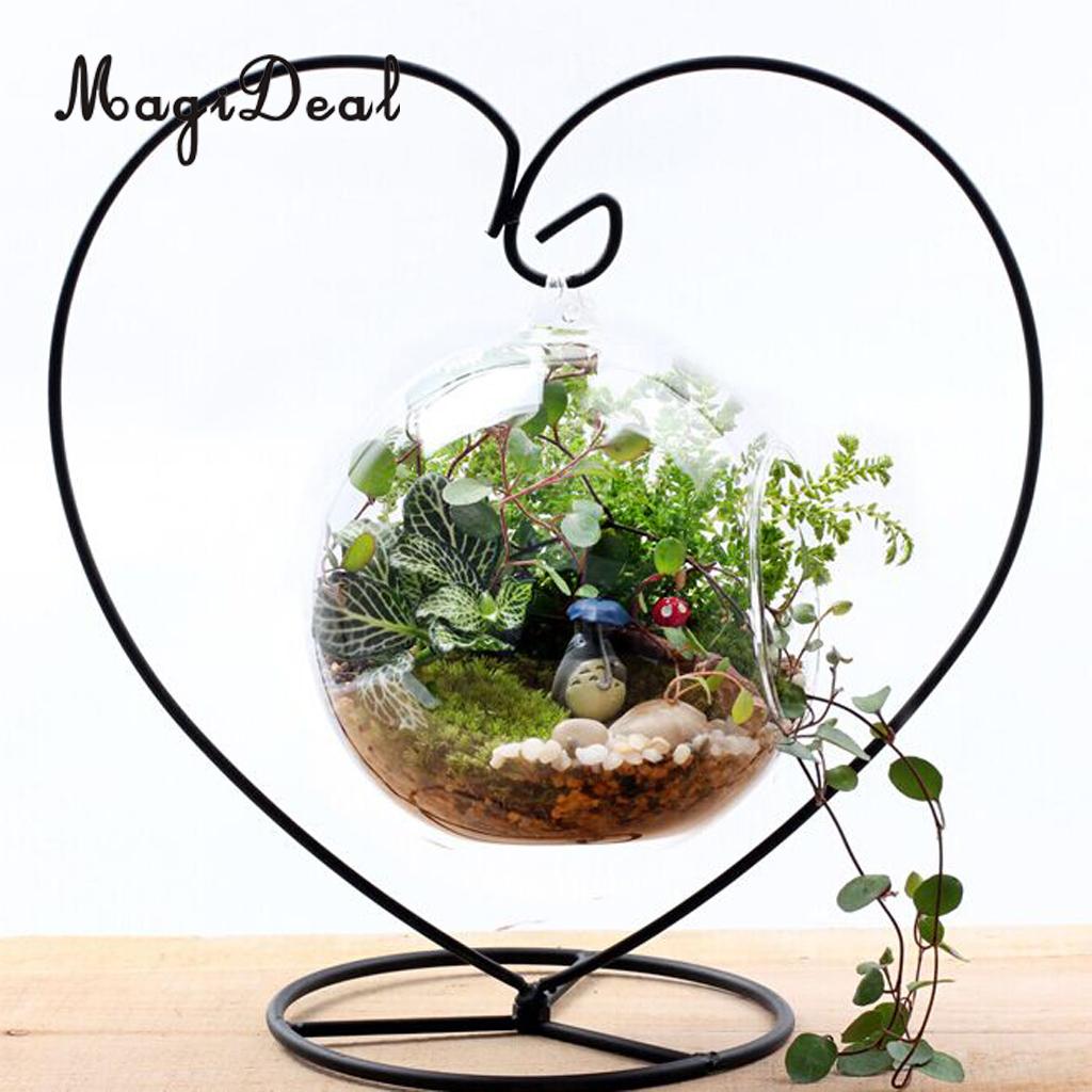 Magideal 9Inch Zwart Ijzer Opknoping Plant Stand Houder Voor Landscaping Tuin Decor Versiering