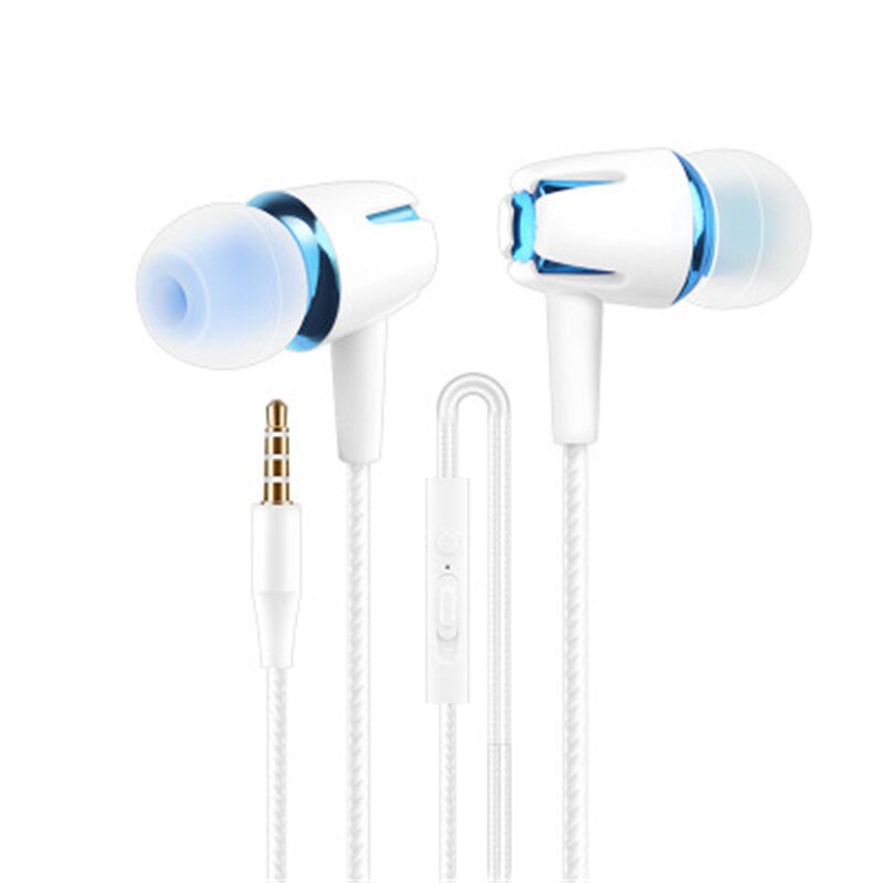 Auriculares con cable E18 para teléfono móvil, cascos ajustables de volumen, pausa/reproducción, para Huawei, xiaomi Honor, 3,5mm: whiteblue