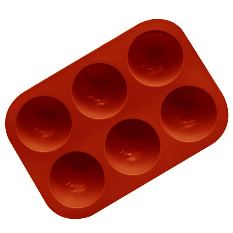 6 Cavity Half Ball Sphere Cake Silicone Mold Chocolate Cupcake Baking Pan Mould: Brick Red