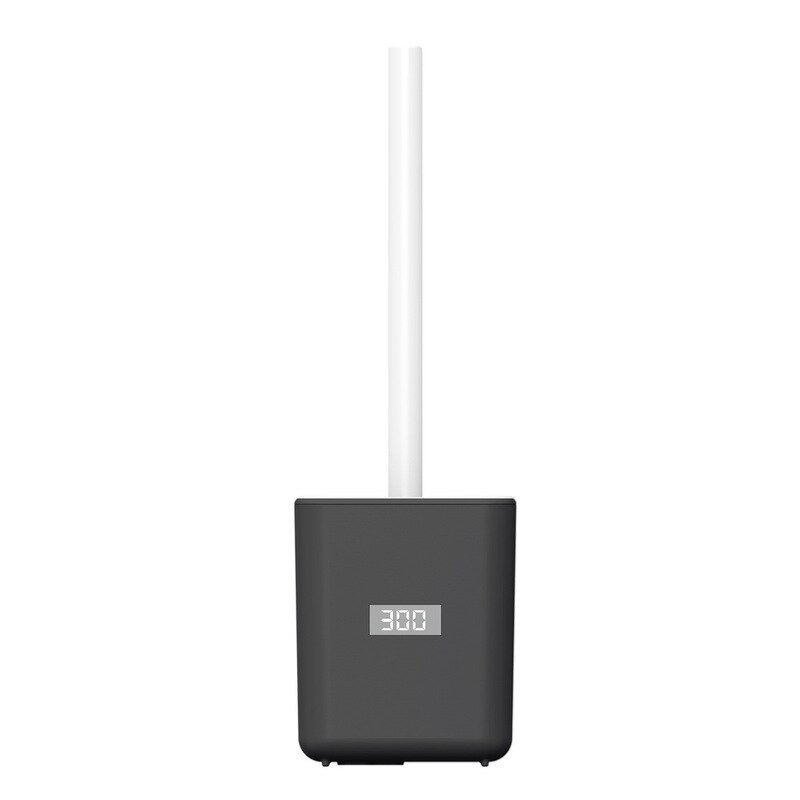Toilet Brush Smart Uv Ozone Disinfection Silicone Cleaning Brush Bathroom Wall-Mounted Wc Toilet Brush Bathroom Accessories: Black