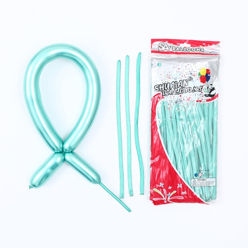 10/20/30 Uds Globos largos látex metálico cromado 260 atado mágico globos giratorios para decoraciones de cumpleaños aniversario de boda: Verde claro / 10inch