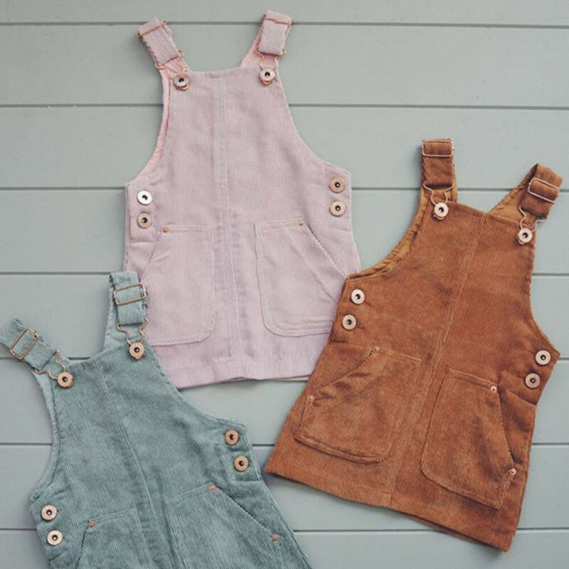 Sommar toddler barn baby girl mini retro klänning solid rem klänning hängslen kjol söt overall