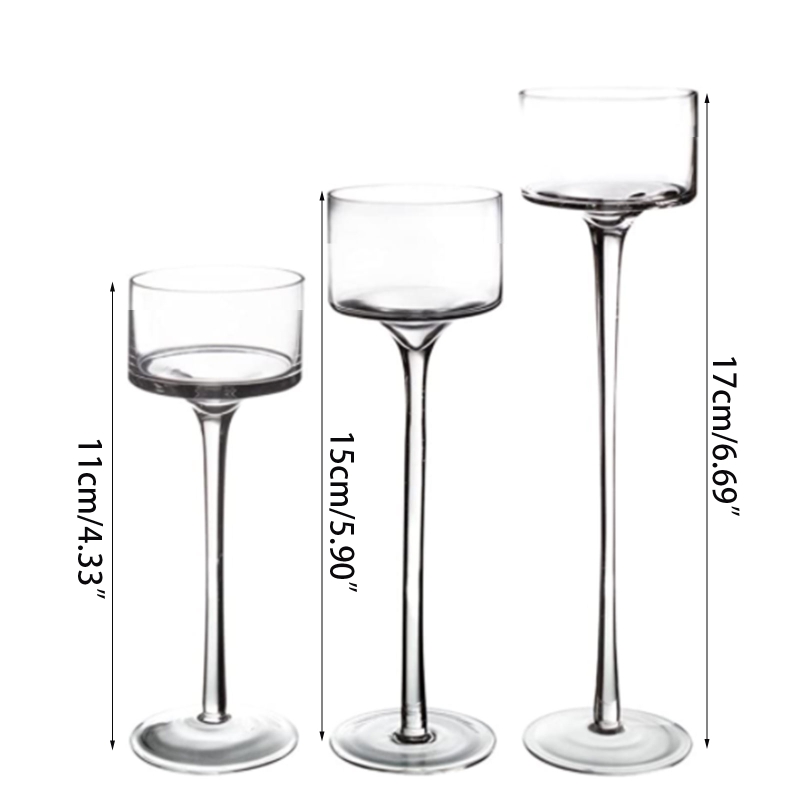 High Glass Candlestick Transparent Decoration Home Table Center For Family Bedroom Wedding Party Romance