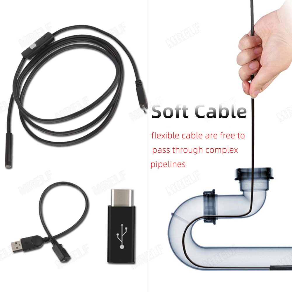8mm -tyypin c-endoskooppikamera joustava mobiiliboroskoopille usb-kameraongelma älypuhelimen videoendoskooppi androidille: 3.5m / Pehmeä kaapeli