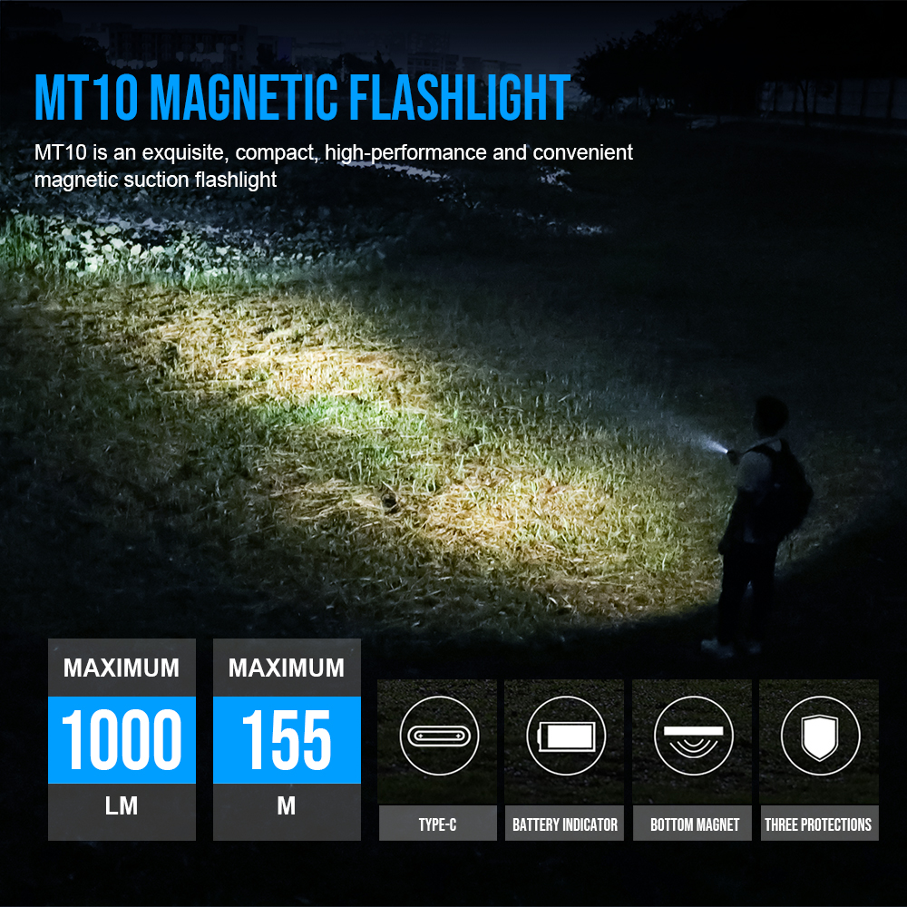 Trustfire MT10 linterna LED 1000 lúmenes tipo USB C recargable Mini 16340 batería antorcha IPX8 lámpara óptica MVB con cola magnética