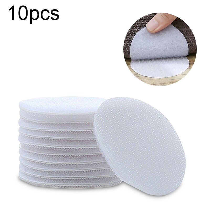 Carpet Tape Gripper Pad Detachable Home Hook & loop 10Pcs Double Sided: White