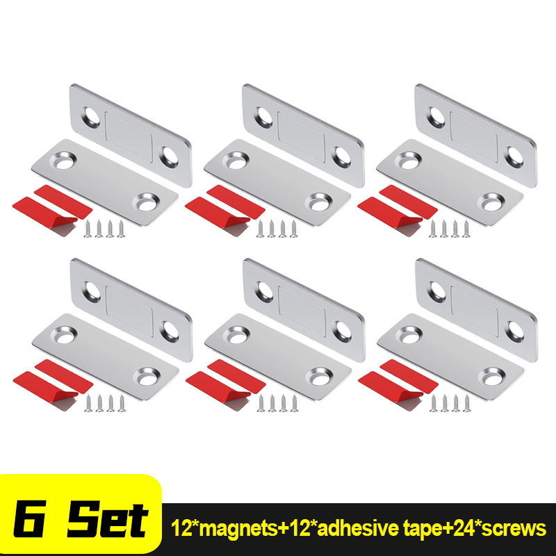 Loquets magnétiques puissants pour armoire avec vis, aimants de porte Ultra-fins, arrêt d'aimant adhésif Invisible pour fermeture de placard à tiroirs: Rouge