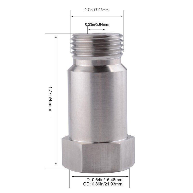 ESPEEDER Universal O2 Sensor Spacer Adapter Isolator Extender 45mm Oxygen Sensor Adapter M18 x1.5 Bung HHO Adapter