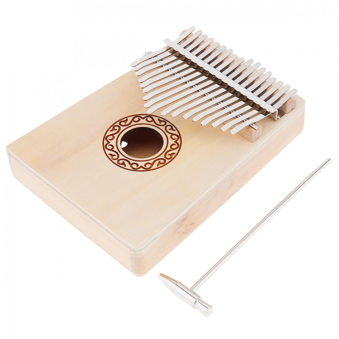 Piano de pulgar de madera de abeto Kalimba de 17 teclas Mbira con martillo de afinación instrumento Musical caja de música la mejor y precio