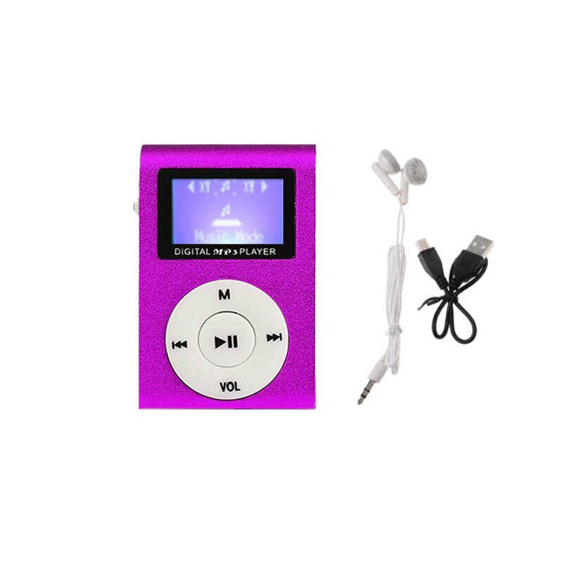 Reproductor de MP3 deportivo con pantalla LCD, Mini Clip de Metal, reproductor de música MP3 portátil Multicolor, compatible con tarjeta Micro TF/SD de 32GB: Rosa