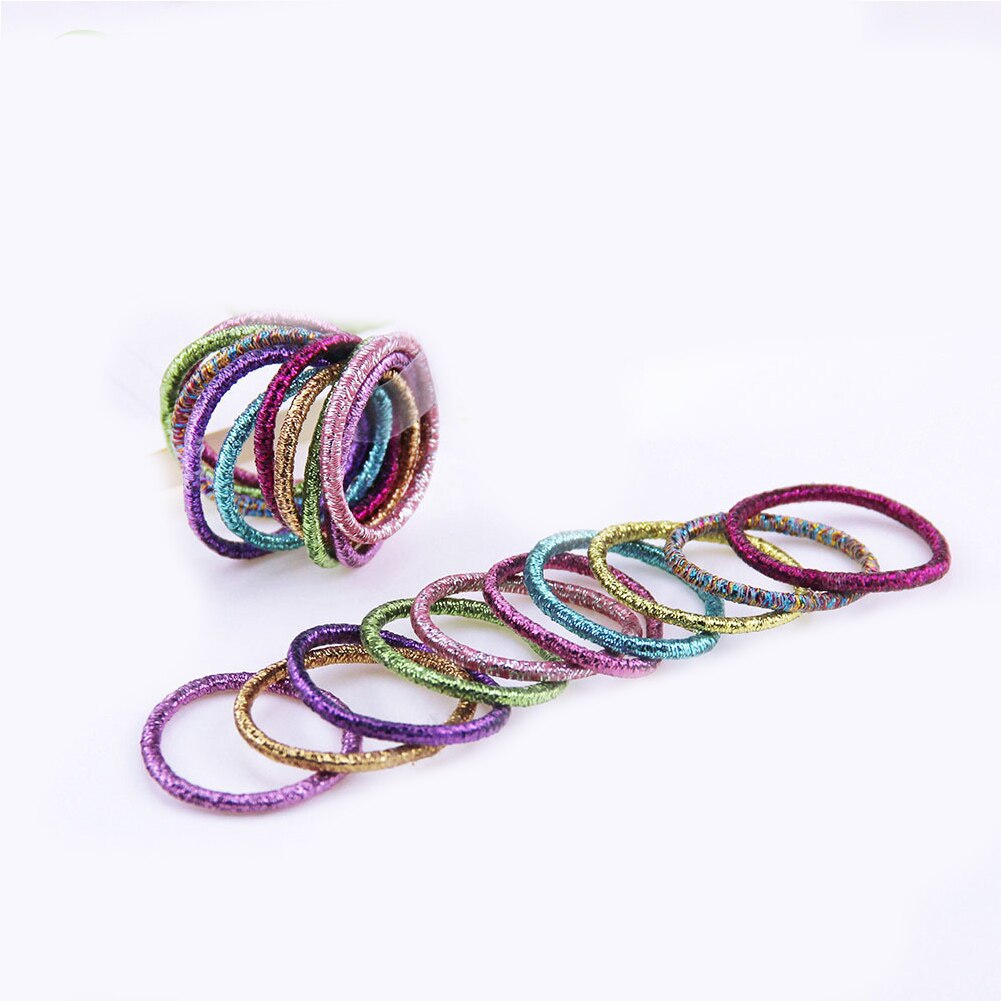 10Pc Glitter Shining Kids Chouchou Kleurrijke Elastische Haarbanden Zoete Leuke Paardenstaart Houder Voor Meisjes Accessoires Haar Ringen