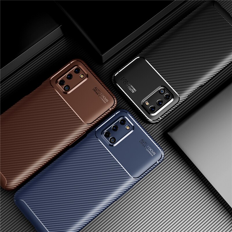 For Oppo A92 Case Cover Soft Silicone Bumper Anti-knock Carbon Fiber Cover For Oppo A52 Case For Oppo A92 A72 A52 Shell 6.5 inch