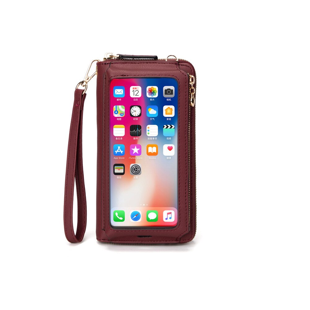 Rfid Women Phone Wallet: Red Wine