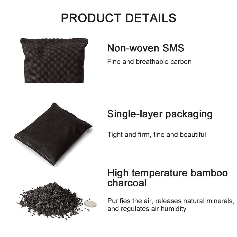 Bolsas de carbón activado de 200g para interior de dormitorio cajón de coche telas no tejidas desodorante eliminación de olores Bolsa De Oficina bolsas de carbón activado
