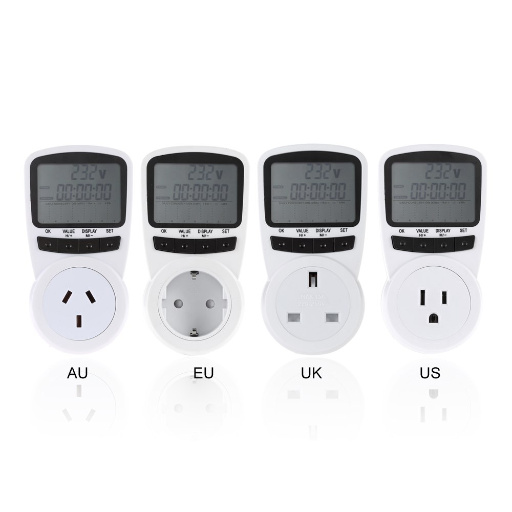 Digitale Wattmeter LCD Power Meter Watt Meter Energie Voltage Wattage Huidige Monitor Verbruik Kosten Analyzer OverloadProtection