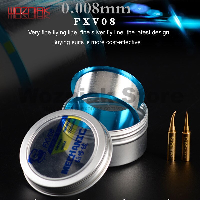 MECHANIC FXV08 Fine silver flying line 0.008mm 500m Silver flying line CPU solder joint for iphone Fingerprint line Maintenance: FXV08 set