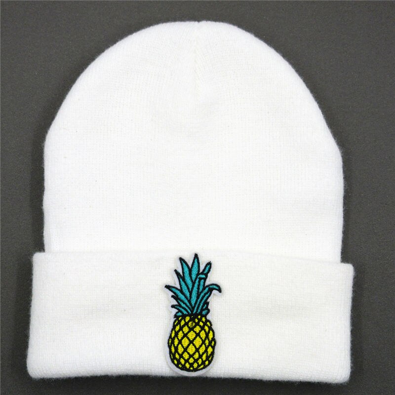 Ananas fruit borduurwerk dikke gebreide muts winter warme muts skullies pet muts voor kinderen mannen vrouwen 147: Wit / 2 to 5 jaar oud