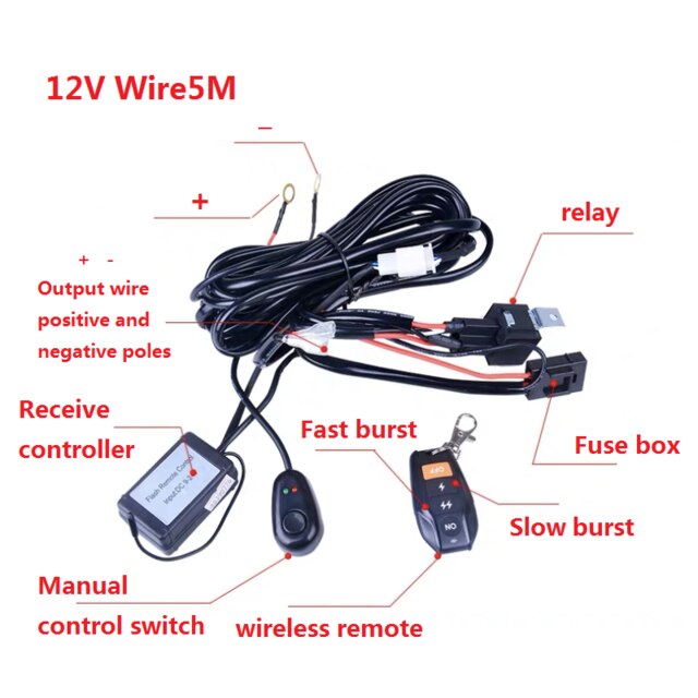 12/24V 40A Electric Horn Relay Wiring Harness Kit 5M Wire Waterproof For Grille Mount Blast Tone Horns motorcycle horn Wire: 12V Wire5M