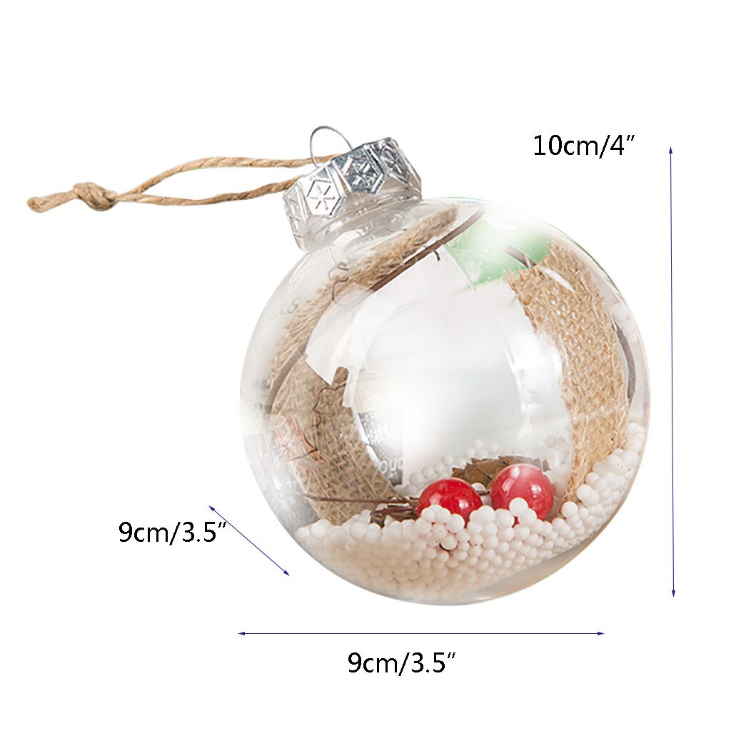 Christmas Tress Decorations DIY Hollow Ball Transparent Open Plastic Clear Bauble Ornament Xmas Box Decoration