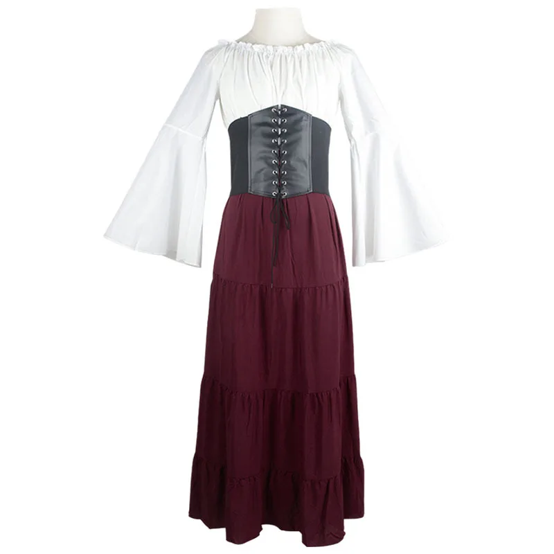 Robe de princesse corset à manches longues pour femmes, robe Renaissance médiévale européenne, olympiques de cosplay