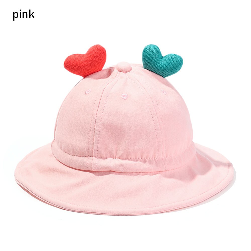 Sombrero de sol con corazón de amor para bebé, gorro de Sol para bebé de 6 a 24 meses, protección UV para primavera y verano, gorra de playa portátil: pink