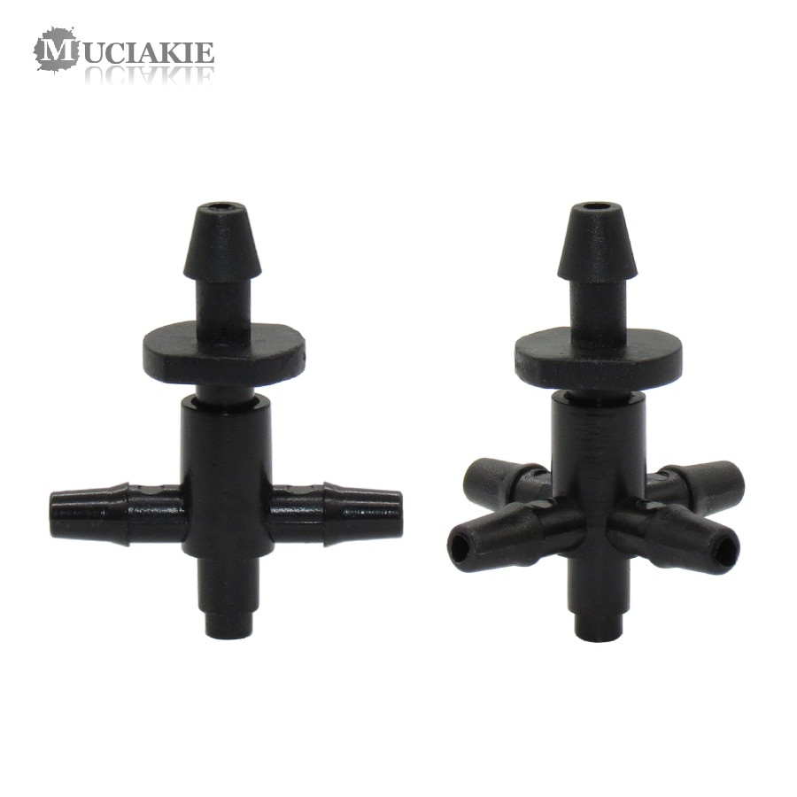 MUCIAKIE Drip Irrigation Arrow 4 Way Cross Connector Dripper 2 Way Cross Water Diverter Fit 3mm ID 5mm OD Hose Barbed Connector