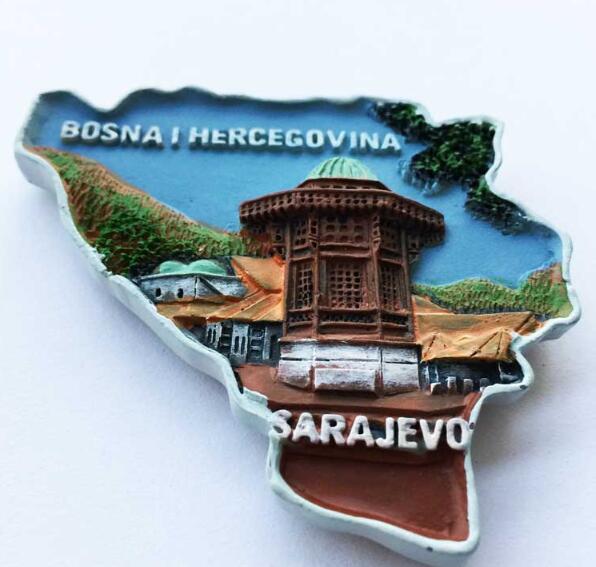 De Gezhusereberg Moskee In Sarajevo, De Hoofdstad Van Bosnië En Herzegovina 3D Hars Decoratieve Koelkast Manget Souvenirs