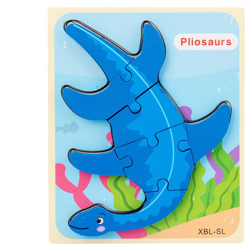 Vendita calda Nuovo Puzzle di Legno Per Bambini Giocattolo di Legno Del Bambino di Puzzle di Puzzle Del Fumetto Del Dinosauro Animale Primi Giocattoli Educativi Regali Per I Bambini: Pliosaurs