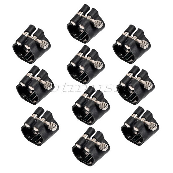Ligadura de clarinete Bb de 10 uds, gran material de cuero, piezas para clarinete