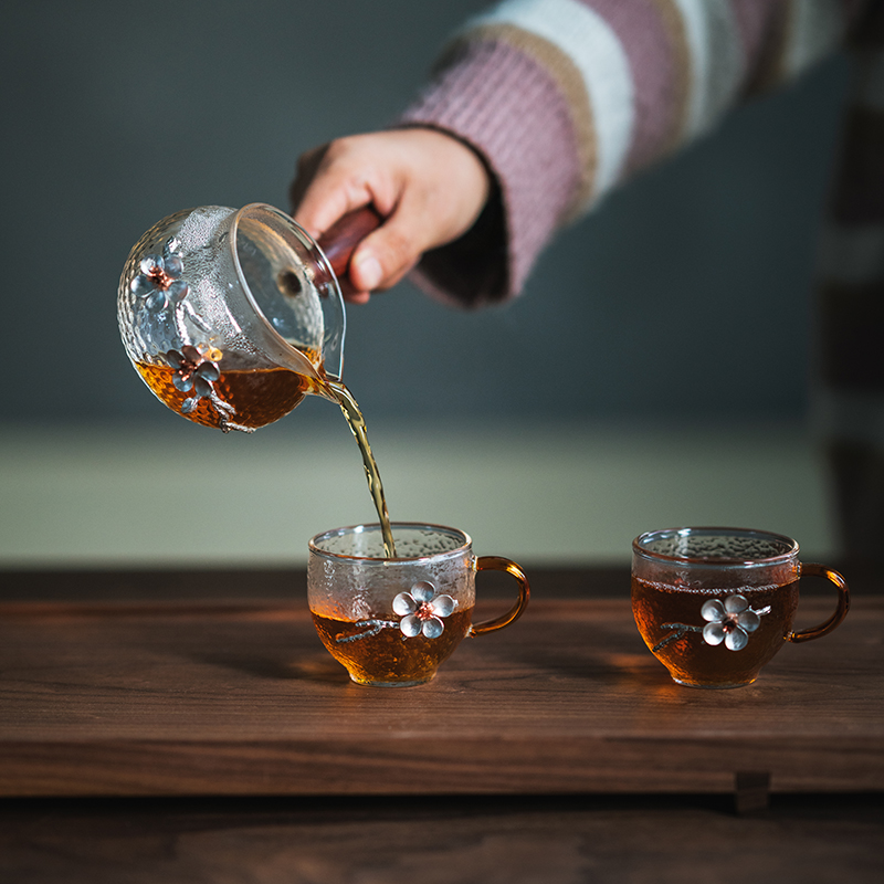 Hittebestendig Glas Thee Seperator Gongdao Cup Theeceremonie Set Theewaar Kungfu Japanse Thee Set: 1 pot and two cups