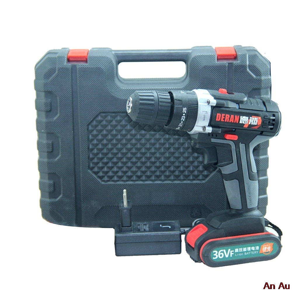 Rechargeable battery drill cordless impact 2 speed DIY electric screwdriver 6500mah power tool with flashlight 36V