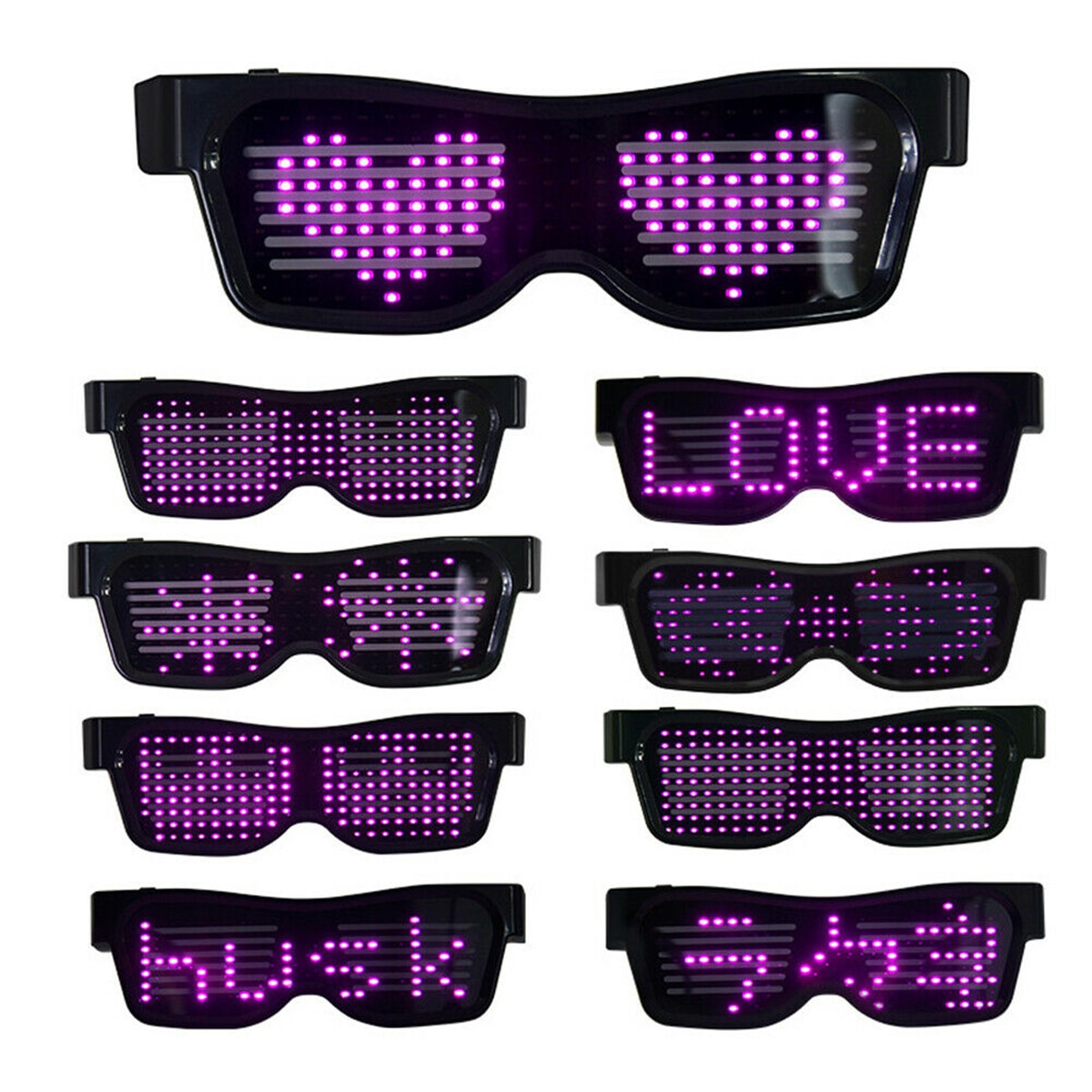 Jalousie Magic LED Glasses 4 Display Modes BT Light Up Glasses With 200pcs Light Beads For Nightclub Party Stage​