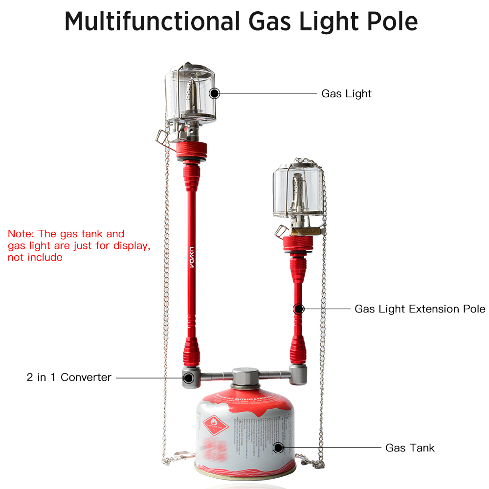 Lixada Outdoor Camping Gas Licht Extension Pole Aluminium Verlengstuk Voor Outdoor Camping
