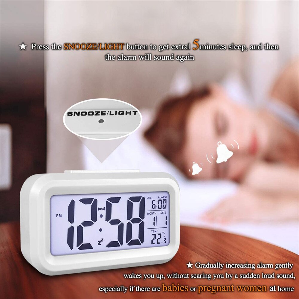 Digital Alarm Clock Battery Operated Back Light/Snooze Function/Large Digit Display LED Screen For Bedroom 1Pc Portable