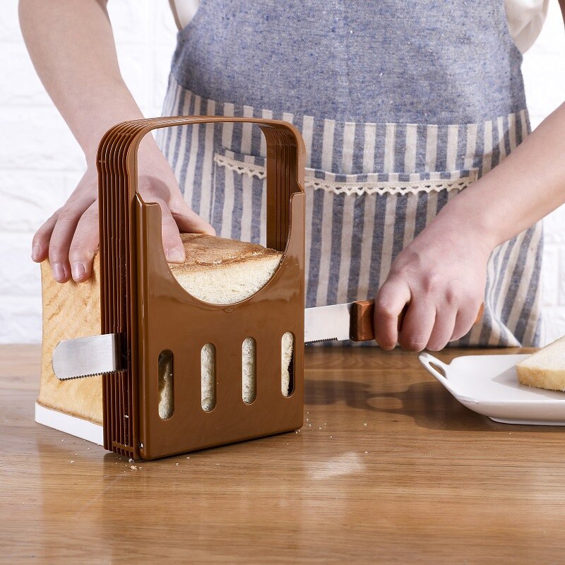 2PCS Bread Slicer Bread Machine Toast Bagel Loaf Sandwich Slicer Cutter Foldable and Adjustable Home Kitchen Accessories