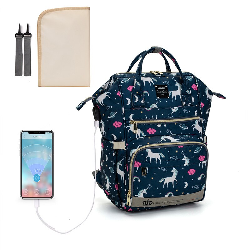 Lequeen – sacs à langer pour maman, sac à dos de voyage à motif animal, grande capacité, mise à jour, USB, LPB29: LPB29-unicolan(U2GP)