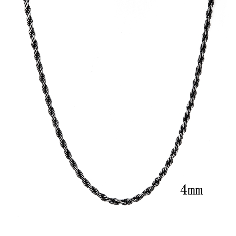 MKENDN Locomotiva Homens Hip-Hop Vintage Oxidado Preto Torcido Corda Corrente Colar de Aço Inoxidável Gargantilha À Prova D 'Água Para Homens Mulheres: 60 cm / Vermelho-marrom