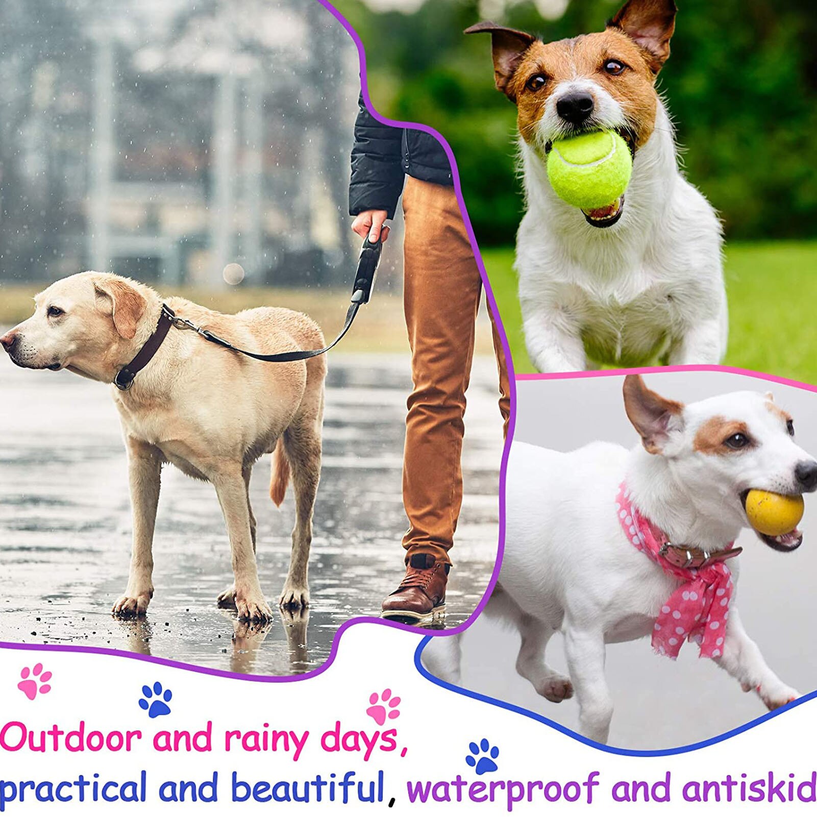 Zapatos impermeables para mascotas, Botas de lluvia antideslizantes a prueba de suciedad para perros pequeños, gatos, cachorros, 4 Uds., , ,