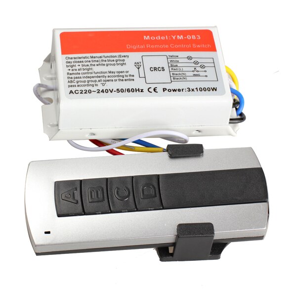 Interruptor de Control remoto inalámbrico para lámpara, interruptor de Control remoto Digital para lámpara de iluminación inteligente, 1/2/3/4 vías de encendido/apagado, 220V: 3 Channel