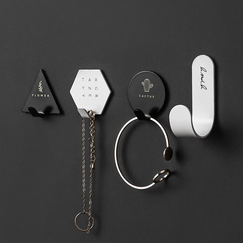 Ganchos de hierro forjado con forma geométrica de 4 Uds., ganchos de almacenamiento decorativos, accesorios de decoración del hogar, organizador de llaves de pared