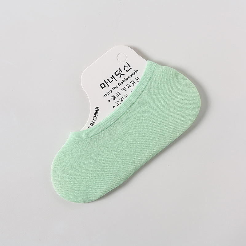 5 paia/lotto calze magiche da donna EU25-39 invisibile bocca bassa calzini da barca proprietà sottile antiscivolo in silicone colore caramella calzini in velluto: F verde