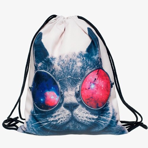 Katze flucht 3D druck Frauen Klassische immer mochila escolar mann taschen Reise mochilas Rucksack kordelzug: SKD27003