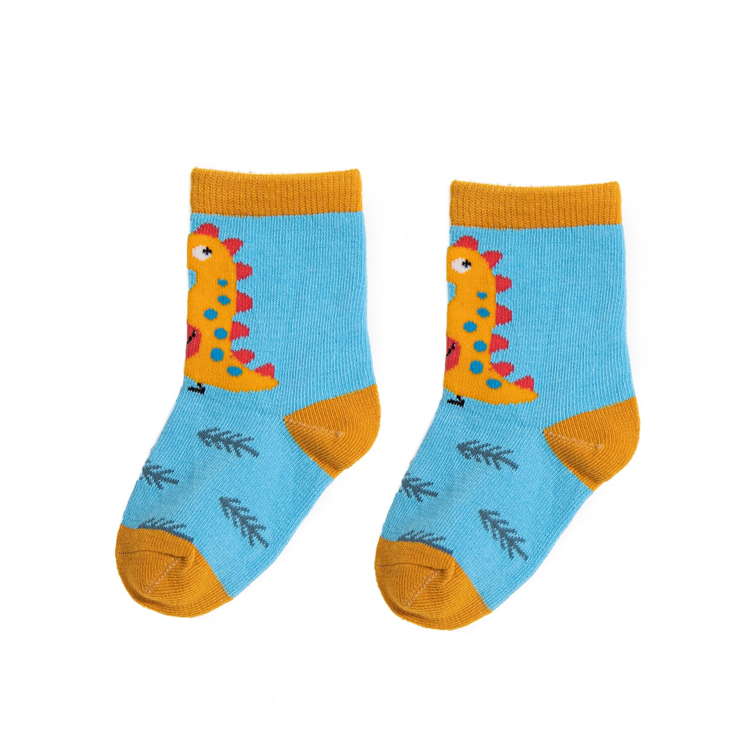2 Paren/partij Baby Sokken Dinasour Printting Jongens Sokken Katoenen Warme Sokken: F yellow sky / age 0-3 years old