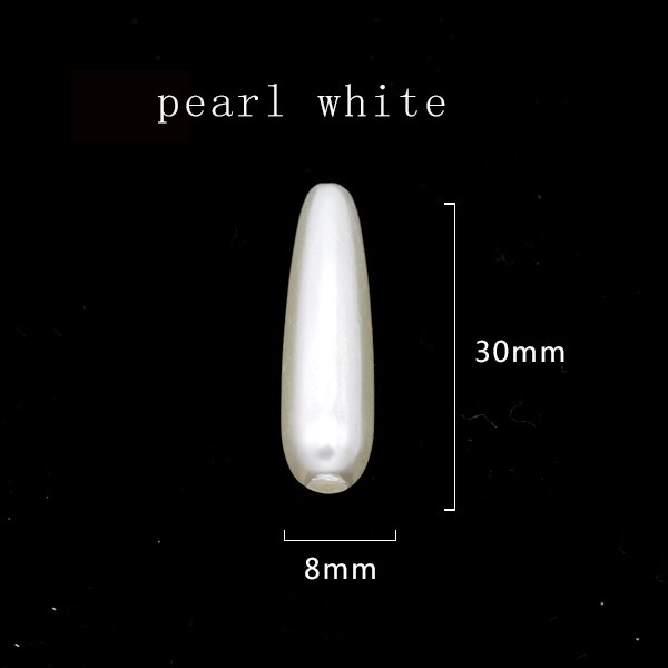 100p 6 x 10mm 6 x 14mm 8 x 15mm 8 x 20mm 8 x 30mm dråbe / pære elfenben / hvid sy på efterligning perle smykker gør perler diy spacer perler: 8 x 30mm elfenben